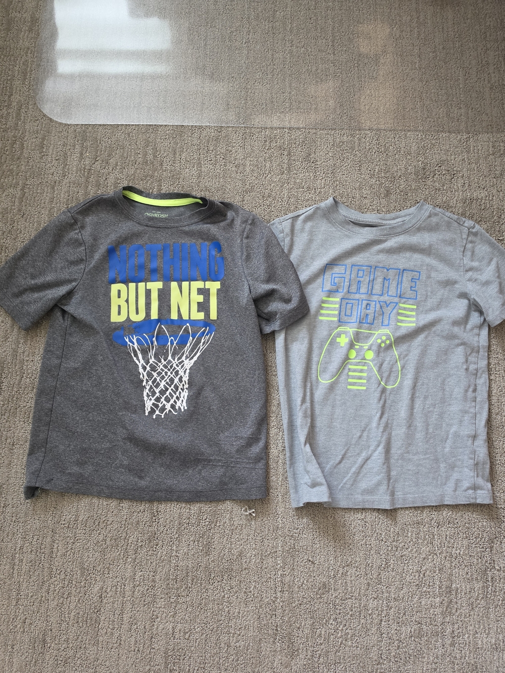 OshKosh B'gosh Gray Graphic Basketball Tee with Neon Accents